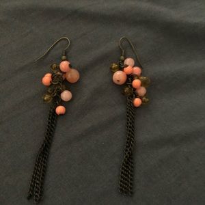 Pink beaded dangle earrings